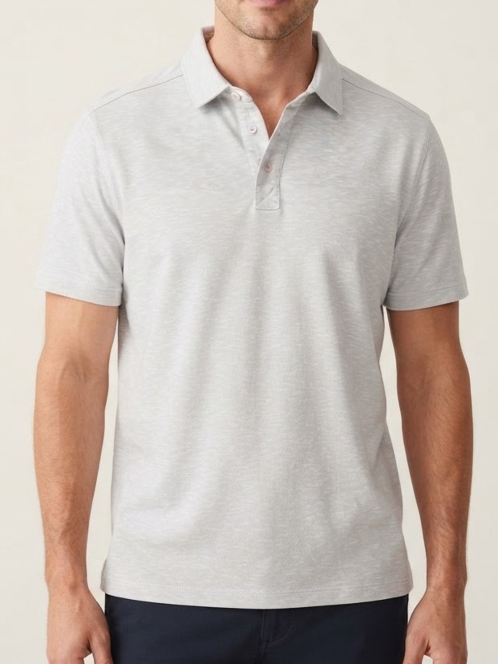 Saks Fifth Avenue Light Gray Men's Short-Sleeve Polo